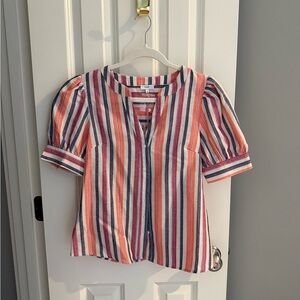 Striped Short Sleeve Blouse
